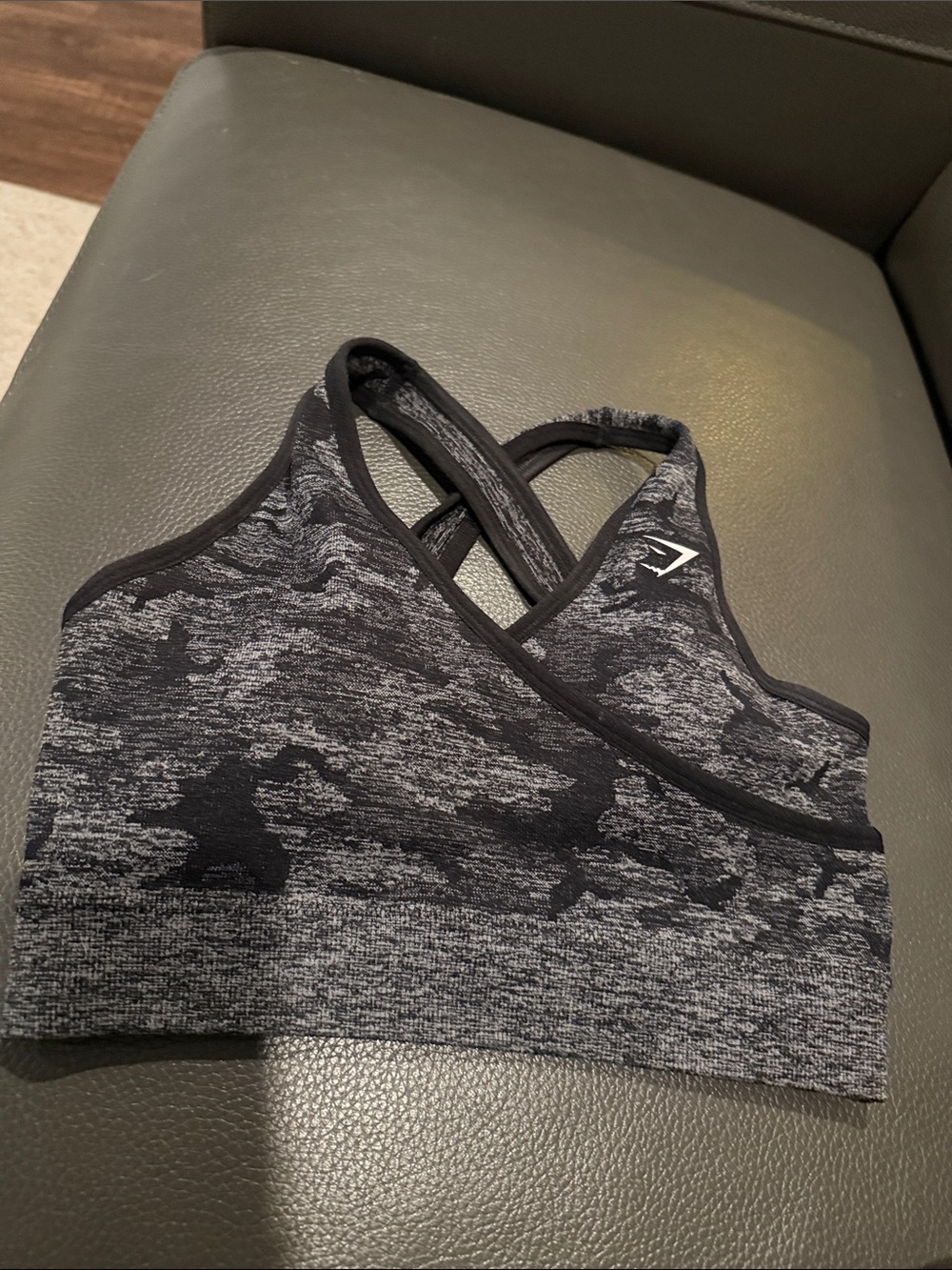 Gymshark Black & Gray Crossback Seamless Sports Bra